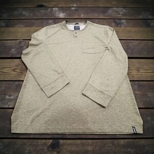 prAna Ronnie Henley Shirt Mens XXL Slim Fit Organic Cotton Casual Long Sleeve